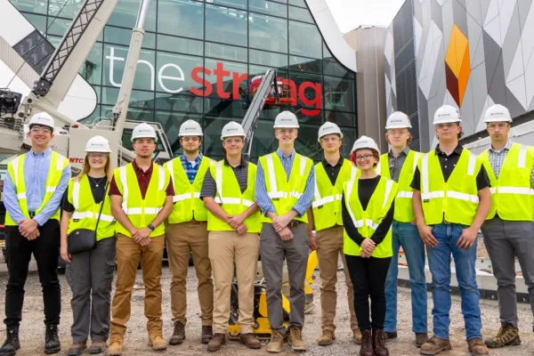 Interns in front of the museum site