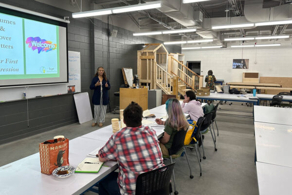 Denise presenting at Hope Renovations