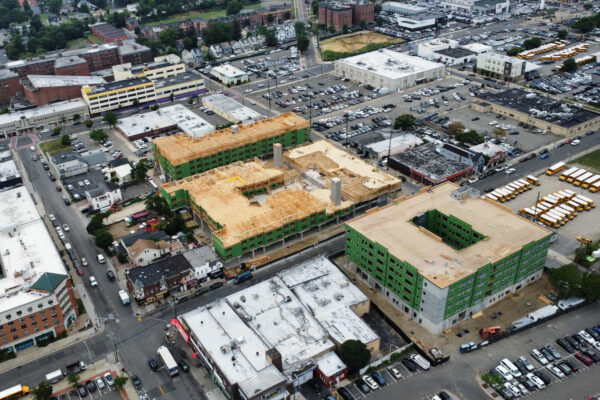 Drone shot of Carman Place Apartments project