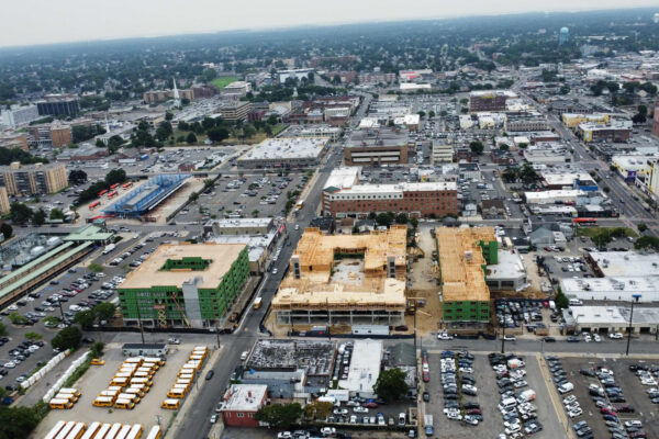 Drone shot of Carman Place Apartments project