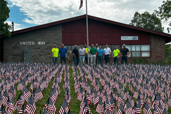 Binghamton team after placing the flags with United Way