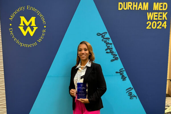 Denise with her award at Durham MED Week